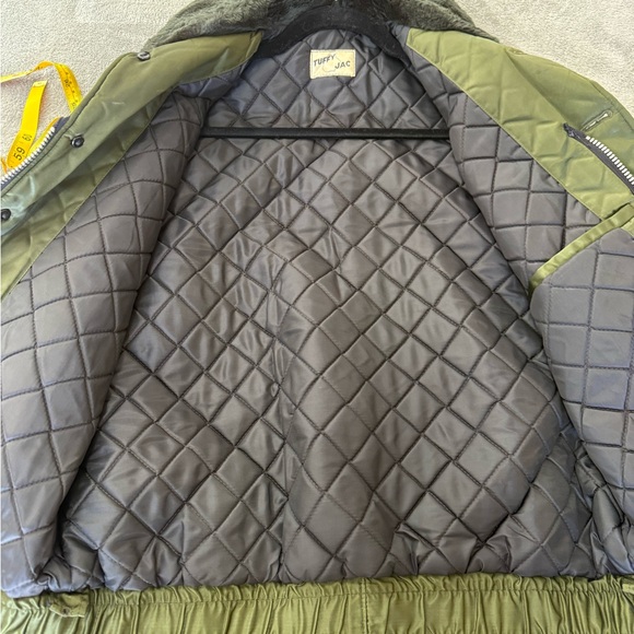 Vintage 1960s Tuffy Jac Olive Bomber Jacket Faux Fur Collar Talon Zipper Men L - Picture 13 of 15